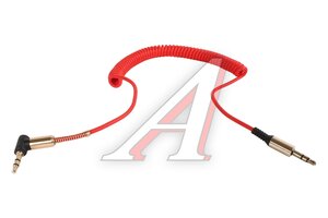 Кабель jack 3,5 1м витой угловой красный AUX витой