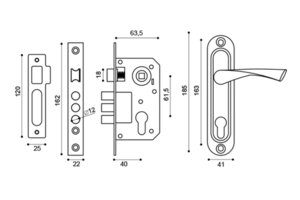Замок врезной с ручкой KIT CRONA SN(мат.никель) 5к P15 4061/3
