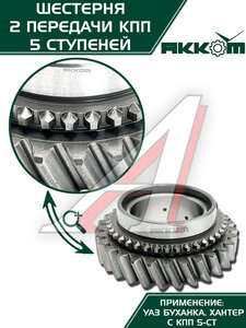 Шестерня КПП УАЗ 2-й передачи 5-ти ст. АККОМ 255-1701120, 315195-1701120-00/255-1701120/315195170112000