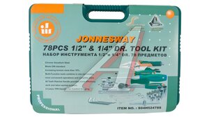 Набор инструментов 78 предметов слесарно-монтажный 1/4,1/2" в кейсе JONNESWAY S04H52478S