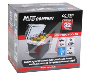Автохолодильник 32л 47х30х45см термоэлектрический с функц. нагрева 12/220V 45W пластик 6.6кг AVS 43440, CC-32B