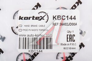 Трос стояночного тормоза NISSAN Qashqai (07-13) задний KORTEX KBC144, 36402-JD00A