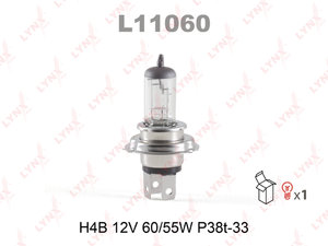 Лампа 12V H4B 60/55W P38t-33 LYNX L11060, AY080-10032, АКГ12-60+55(Н4)