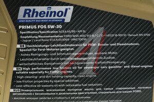 Масло моторное SWD RHEINOL Primus FOS 5W-30 SL/A5/B5 синт.4л 31173485, SWD 5W-30