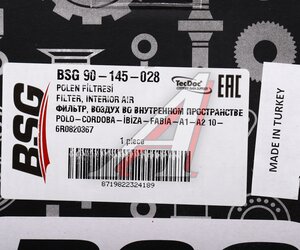 Фильтр воздушный салона VW Polo (10-) AUDI A1 SKODA Fabia,Rapid BSG BSG90145028, 6R0820367