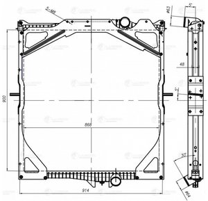 Радиатор VOLVO FH (93-) охлаждения двигателя (с рамкой) LUZAR LRc1074, 65462A, 1676435