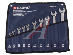 Набор ключей комбинированных 8-24мм трещоточных 10 предметов в сумке THORVIK CRWS10TB