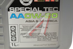 Масло моторное LIQUI MOLY SPECIAL TEC AA 0W20 синт.1л 6738, LM 0W20 6738/8065