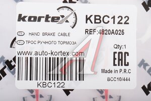 Трос стояночного тормоза MITSUBISHI Outlander (05-) левый KORTEX KBC122, 1987482517, 4820A025