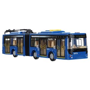Модель автомобиля ЛИАЗ автобусы ТРОЛЛЕЙБУС пластик (свет,звук) 32.5см ТЕХНОПАРК TROLLRUB-30PL-BU (24), 410817