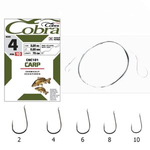 Крючки с поводком Cobra CARP 70cm, 0,24mm, разм.2 447639, CNC101-002