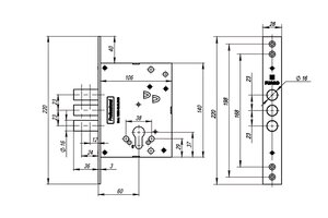 Корпус врезного замка V25/C-60.00.3R16 V25/C-60.00.3R