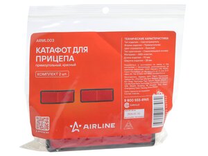 Катафот габаритный красный (28х93мм) самоклеящийся комплект (2шт.) AIRLINE ARML003