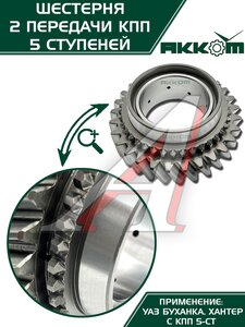 Шестерня КПП УАЗ 2-й передачи 5-ти ст. АККОМ 255-1701120, 315195-1701120-00/255-1701120/315195170112000