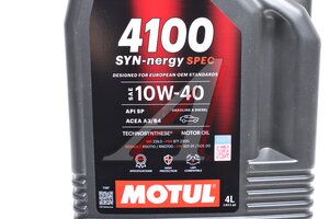 Масло моторное MOTUL 4100 SYN-NERGY SPEC 10W40 п/синт.4л 113911, MOTUL 10W40/108644/111693/109462/112933/108645/113214/113909/113911