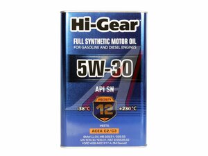 Масло моторное HG 5W30 C2/C3 синт. 4л HG0334, HI-GEAR 5W30