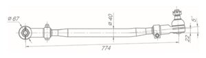Тяга рулевая УРАЛ-4320,4420,5557 продольная в сборе ROSTAR 180-3414010