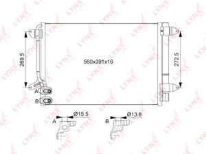 Радиатор кондиционера VW Jetta (11-) LYNX RC0528, 940238, 5C0820411F