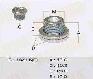 Пробка сливная TOYOTA картера масляного АКПП MASUMA 71, 90341-18016