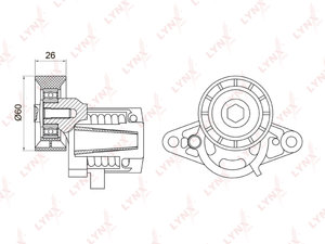 Ролик приводного ремня RENAULT Logan,Clio,Megane,Scenic натяжителя LYNX PT3037, 28331, 8200603359