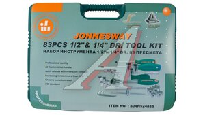 Набор инструментов 83 предметов слесарно-монтажный 1/4,1/2" в кейсе JONNESWAY S04H52483S