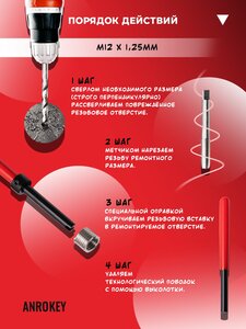 Набор ANROKEY для восстановления резьбы M12x1.25 AAR-RM12-1.25