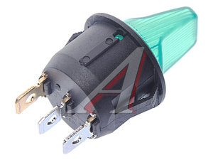 Выключатель клавиша 12V 16A круглый зеленый с подсветкой REXANT 36-2593