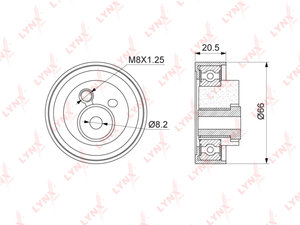 Ролик ГРМ AUDI 80 (91-),100 (90-),A6 (94-) натяжителя LYNX PB1323, PB-1323, 54109479