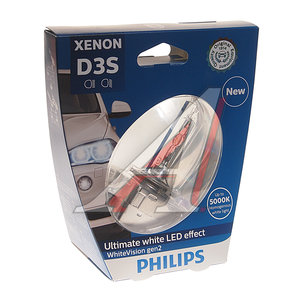 Лампа ксеноновая D3S 35W +120% PK32d-5 5000K Xenon White Vision Gen2 PHILIPS 42403WHV2S1, P-42403WHV2бл