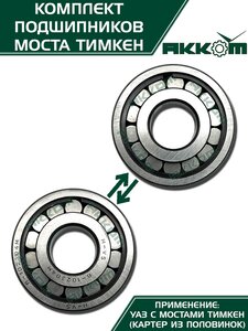 Ремкомплект УАЗ мост ТИМКЕН,ГИБРИД полный (подшипники) АККОМ 3741-2304800, 102304М