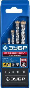 Набор сверл по бетону 4.0-10.0мм (5шт.) Супер-6 ЗУБР 2916-H5