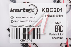 Трос стояночного тормоза TOYOTA Auris (13-) левый KORTEX KBC201, 1987482439, 46430-02121