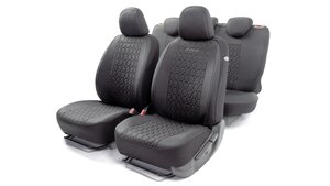 Авточехлы универсальные 3D лен черные (15 предм.) Verona AUTOPROFI VER-1505 BK/BK