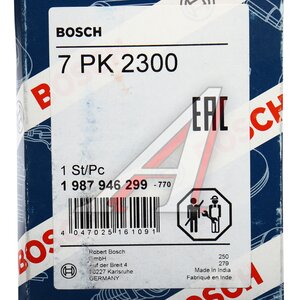 Ремень приводной поликлиновой 7PK2300 TOYOTA Fortuner (05-) BOSCH 1987946299, 7PK2300, 90916-02707