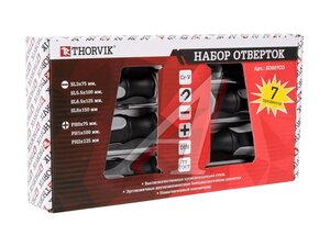 Набор отверток SL3.0-SL6.5, PH0-PH2 7 предметов THORVIK SDS07CO