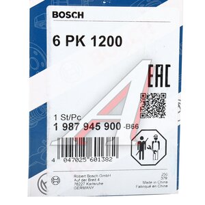 Ремень приводной поликлиновой 6PK1200 RENAULT Logan генератора BOSCH 1987945900, 8200821813