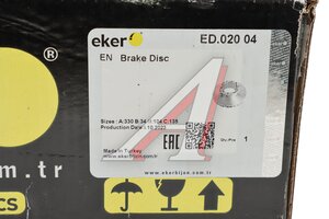Диск тормозной MAN L2000 передний (330х135х34х104мм) (1шт.) EKER ED02004, 81508030026