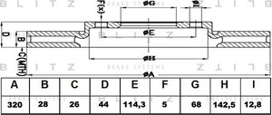 Диск тормозной NISSAN Qashqai+2 (08-) передний (1шт.) BLITZ BS0319