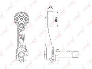 Ролик приводного ремня PEUGEOT 206,207 CITROEN C4 (08-) натяжной LYNX PT3209, PT-3209, 1611425480
