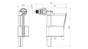 Клапан боковой 1/2" штуцер пластик АНИ ПЛАСТ WC5050