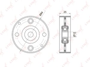 Ролик приводного ремня NISSAN Almera (N16E),Primera (P11/P12) натяжителя кондиционера LYNX PB5014, T39178, 11925-9F600