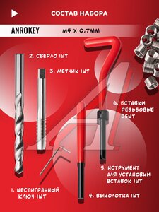 Набор ANROKEY для восстановления резьбы M4x0.7 AAR-RM04