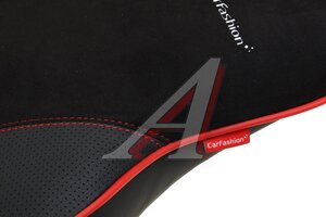Подушка поясничная экокожа-велюр черно-красная Vibe CARFASHION 41592