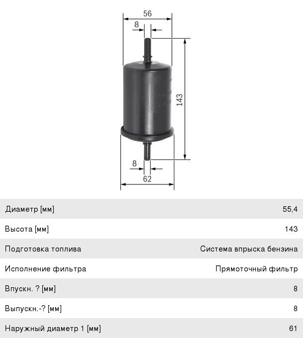 Фильтр топливный CITROEN C2,C3,C4 RENAULT Logan (09-) (1.4/1.6) BOSCH 0450902161, KL248