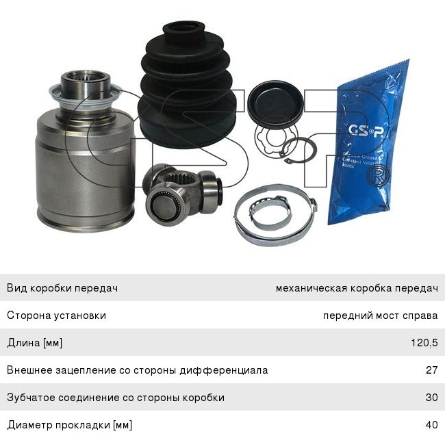 ШРУС внутренний HONDA Accord (02-08) комплект GSP 623023, 44310-S0A-900/44310-S0A-901