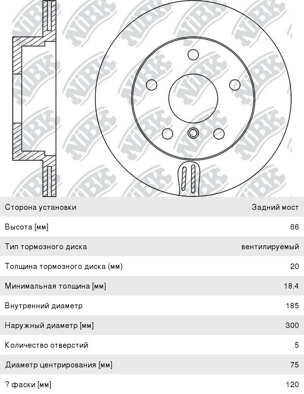 Диск тормозной BMW 1 (E81,E87,F20),3 (E90,F30) задний (1шт.) NIBK RN1306, 09.B338.21/BSG15210021/ DF4802