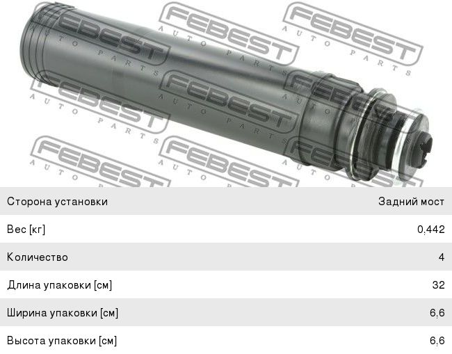 Пыльник амортизатора TOYOTA Corolla (06-) заднего (1шт.) FEBEST TSHBADE150R