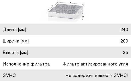 Фильтр воздушный салона FORD Focus,C-Max,Mondeo угольный MANN CUK2559, LAK220, 1315687