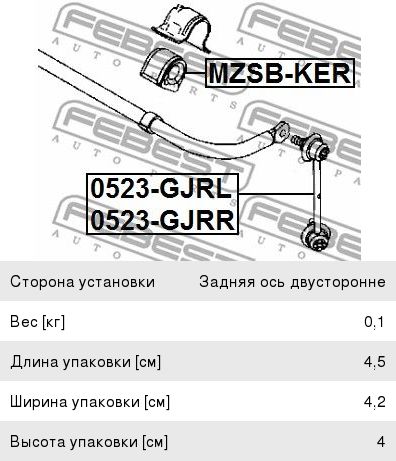 Втулка стабилизатора FEBEST MZSB-KER MZSB-KER