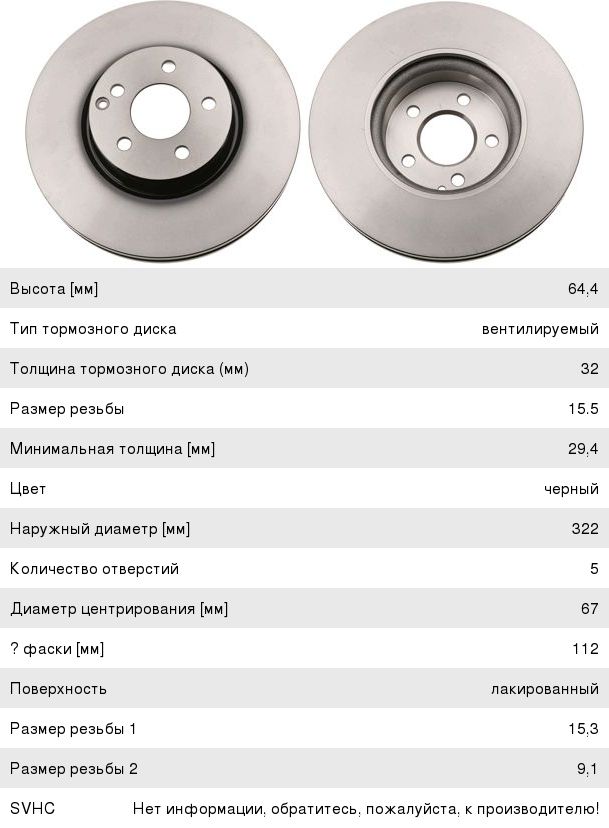 Диск тормозной MERCEDES C (W204),E (W212) передний (1шт.) TRW DF6195S